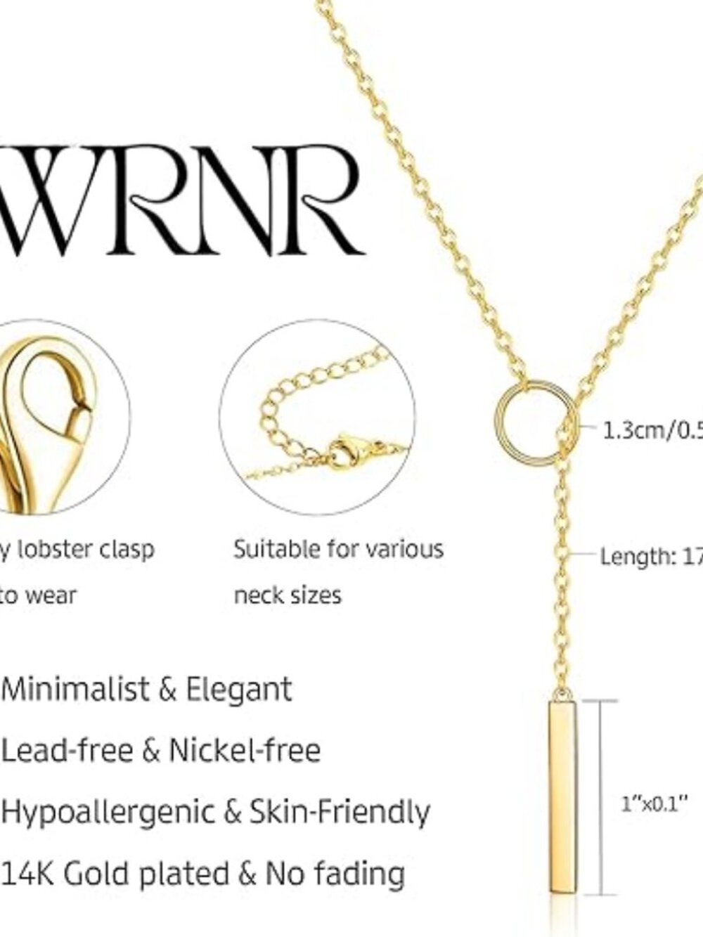 Dainty Lariat Y Necklace – 14K Gold/Silver Plated Layered Pendant Mother’s Day - Picture 5 of 7